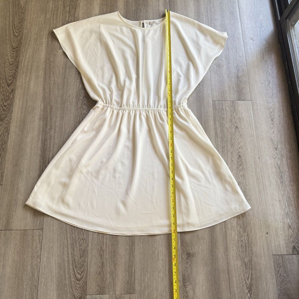Aritzia Little Moon Dress Sz Large Ivory Stretch Waist Knee Length Quiet Luxury - Picture 7 of 16